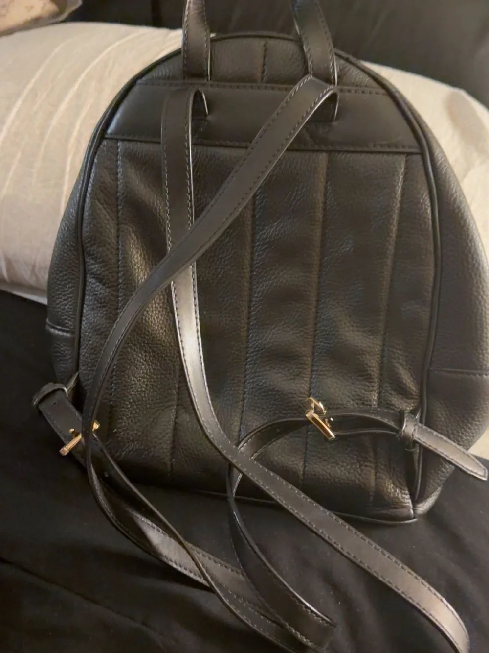 Michael Kors Black Leather Backpack with Gold Studs